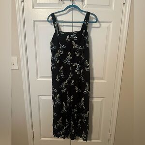 LOFT Black Jumpsuit with Floral Print